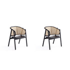 Manhattan Comfort - Versailles fauteuil style industriel chic 23,62" - noir et cannage naturel - lot de 2-Chaise d’appoint en rotin moderne - chic de l’industrie, parfaite pour le salon et la salle à manger
