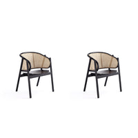 Manhattan Comfort - Versailles fauteuil style industriel chic 23,62" - noir et cannage naturel - lot de 2-Chaise d’appoint en rotin moderne - chic de l’industrie, parfaite pour le salon et la salle à manger