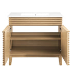 Modway - Render 36" Vanette de salle de bain - Oak White-Bassin d’évier en céramique