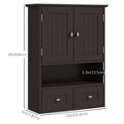 kleankin - Armoire murale de salle de bain avec étagère et tiroirs - brun-Fabriqué en MDF pour une structure robuste