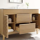 Modway - Render 48" Vanité de salle de bain à un seul lavabo - Oak White-MDF et panneau de particules