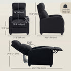 HOMCOM - Fauteuil inclinable push back avec siège rembourré pour home cinéma - noir-Le tissu aspect lin respirant et facile d'entretien assure une expérience confortable 
