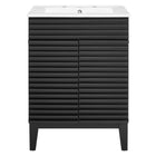 Modway - Render 24" Vanette de salle de bain - Noir Blanc-Trous étendus de 8"