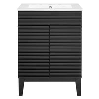 Modway - Render 24" Vanette de salle de bain - Noir Blanc-Trous étendus de 8"