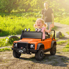 Qaba - Jeep pour enfants Land Rover sous licence 12V à chevaucher - orange-Voiture électrique équipée de doubles portes, d'un klaxon et de boutons de musique pour un jeu immersif 