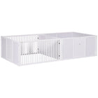 PawHut - Box de mise bas pour chiens avec portes amovibles - 81 po L x 39 po l x 20 po H - Blanc-Convient à toutes les races et tailles