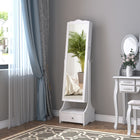 HOMCOM - Miroir dressing armoire à bijoux - 17,75 po L x 14,25 po l x 59 po H - blanc-4 angles réglables du miroir pour trouver la meilleure vue 