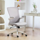 HOMCOM - Chaise de bureau ergonomique avec soutien lombaire - gris-Les accoudoirs rabattables à 90° permettent de gagner de la place et de glisser facilement sous n'importe quel bureau 