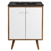 Modway - Transmit 24" Vanette de salle de bain - Blanc Noir-Vanité moderne du milieu du siècle