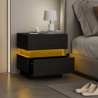 HOMCOM - Table de chevet avec station de recharge et lumière LED - noir-Deux tiroirs offrent un espace de rangement pour les essentiels de la nuit 