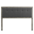 Modway - Draper Touffe Tissu et bois Tête de lit Queen, Charbon de bois gris-Bouton touffé