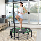 Soozier - Mini Trampoline Silencieux 48 po Avec Barre De Maintien Réglable - Vert-Tapis de saut doux et durable  