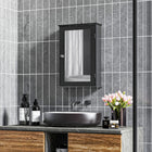 Kleankin - Armoire de salle de bain murale avec miroir et étagères - noir-Butée de porte magnétique, empêchant les objets de tomber 