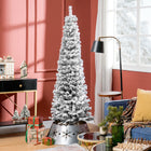 HOMCOM - Arbre de Noël artificiel fin floqué de neige artificielle 6pi-Sapin de Noël artificiel dans un style d'arbre réaliste 