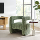 Modway - Jaylin Rembourré Chenille Chaise d’accent - Basil-Rembourrage en mousse dense