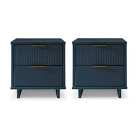 Manhattan Comfort - Table de nuit moderne Granville 18,11" à 2 tiroirs - Bleu Minuit - Lot de 2-Moderne-contemporain avec une touche de glamour - Table de nuit pour chambre et salon, lot de 2