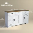 HOMCOM - Buffet 55,1 po L avec rangement - blanc-Convient aussi bien à la salle à manger qu'au salon pour plus de polyvalence 