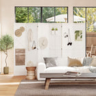 HOMCOM - Séparateur de pièce autoportant à 6 panneaux avec panneau perforé pour chambre, bureau intérieur - blanc-Matériau : Bois de paulownia  
