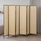 HOMCOM - Paravent autoportant tressé à la main 6 panneaux pour chambre - brun-Apporte une touche bohème avec des panneaux tissés à la main, créant une ambiance élégante et accueillante.
