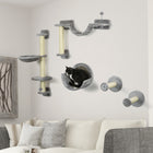 PawHut - Ensemble de 5 étagères murales pour chats d’intérieur - gris clair-Structure en panneaux de particules avec les accessoires nécessaires pour la fixation murale inclus 