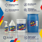 AD-20 Nettoyant/Dégraisseur Tout Usage 20L-Biodégradable, non-inflammable, incombustible, non-caustique, non toxique (selon l’OSHA et l’EPA), résistant à la corrosion, fabriqué au Québec, non testé sur les animaux