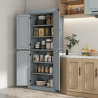HOMCOM - Armoire de cuisine autoportante à 4 portes avec étagères - gris-Deux étagères réglables permettent de stocker facilement des objets surdimensionnés sans se soucier de leur adaptation 