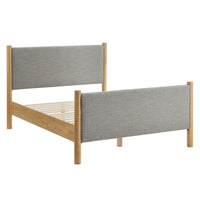Modway - Maven Grandeur nature Tissu tapis Lit de plateforme, Chêne de blé-Cadre de lit en bois