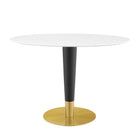 Modway - Zinque Ovale de 42 po Table à manger, Or Blanc-Table à manger moderne