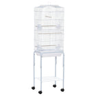 PawHut - Cage à oiseaux 62 po H avec accessoires, roulettes, support amovible, rangement - blanc-Enclos pour oiseaux avec suffisamment d'espace pour les petits oiseaux tels que les pinsons et les perruches 