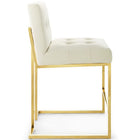 Modway - Privy Acier inoxydable doré Performance Velvet Tabouret de comptoir - Ivoire d’or-Touffe élégante de biscuits