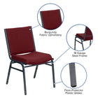 Flash Furniture – Chaise empilable robuste bourgogne à motifs à revêtement Hercules rembourrée de 3 po-Coussins profilés