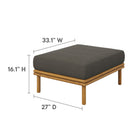 Modway - Wren Terrasse extérieure Bois de teck Ottoman in Gris silex naturel-Tissu étanche au soleil haut de gamme