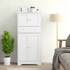 HOMCOM - Armoire de cuisine 50,5 po avec portes et étagère réglable - blanc-Surface revêtue de mélamine résistante aux rayures et facile à nettoyer 