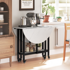 HOMCOM - Table à manger pliante à abattant sur roulettes avec étagère de rangement ouverte pour 4-6 personnes - marbre blanc-Adapté pour les repas, le travail, les loisirs ou un usage quotidien multifonction 