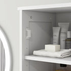 HOMCOM - Armoire de rangement haute pour salle de bain avec portes, tiroir et étagère réglable - blanc-La base surélevée prévient les dégâts d'eau causés par les éclaboussures dans la salle de bain 