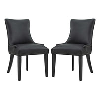 Modway - Marquis Imitation cuir Chaise à manger Ensemble de 2 - Noir-Fauteuil d’appoint moderne élégant