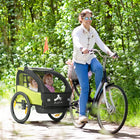 Aosom remorque de vélo 2 places pour enfants, poussette avec sac de rangement - vert-Drapeau de sécurité, réflecteur et ceintures de sécurité à 5 points pour une sécurité renforcée 