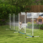PawHut - Ensemble d’équipement d’agilité pour chien 2 pièces avec piquets de slalom, blanc-Comprend des piquets de slalom pour des exercices d'agilité complexes 
