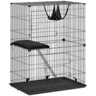 PawHut - Cage pour chat à 2 niveaux d’intérieur avec hamac, coussins pour 1 à 2 chatons-Le design vertical à deux niveaux répond naturellement aux instincts de grimpe de votre chat 

