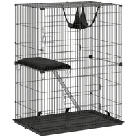 PawHut - Cage pour chat à 2 niveaux d’intérieur avec hamac, coussins pour 1 à 2 chatons-Le design vertical à deux niveaux répond naturellement aux instincts de grimpe de votre chat 
