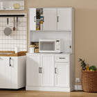 HOMCOM - Armoire de garde-manger 71 po avec station de recharge - blanc-Deux étagères réglables personnalisent l’espace selon vos besoins de rangement 