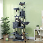 PawHut - grand arbre à chat 81 po avec poteaux à griffer, condos, lits - gris foncé-Divers équipements pour se détendre, se relaxer et jouer 