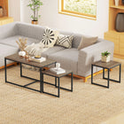HOMCOM - Table basse gigogne pour salon - brun - Paquet de 3-Le design gigogne permet d'économiser beaucoup d'espace lorsqu'il n'est pas utilisé
