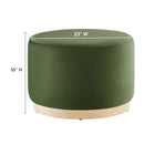 Modway - Tilden Grand velours rond de performance de 23" Rembourré Ottoman - Moss Green Natural-Tissu résistant aux taches