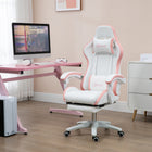 Vinsetto - Chaise de gaming avec repose-pieds et roulettes pivotantes - blanc-Hauteur réglable de 17,9 po à 21,1 po (45,5-53,5 cm)