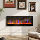 HOMCOM - Cheminée électrique murale 50 po avec mode éco - 1500 W-Créez des effets de flammes avec 12 couleurs de flammes, 12 teintes de lit de cristal, 5 vitesses et 5 niveaux de luminosité. Effet de flamme indépendant pour une ambiance toute l’année