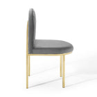 Modway - Isla Performance Velvet Fauteuil d’appoint de salle à manger Ensemble de 2 - Gris or-Accents touffés de canal