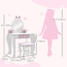 Qaba - Coiffeuse pour enfants avec miroir et tabouret motif lapin - blanc-Convient aux chambres, salles de jeux et crèches  
