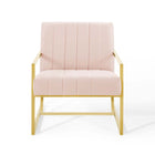 Modway - Inspire Chenal Touffé Performance Velvet Fauteuil - Rose-Capacité de poids de la chaise : 441 lb