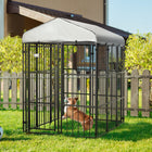 PawHut - Chenil couvert pour chiens moyens et grands, noir-Espace ample pour jouer et se reposer 